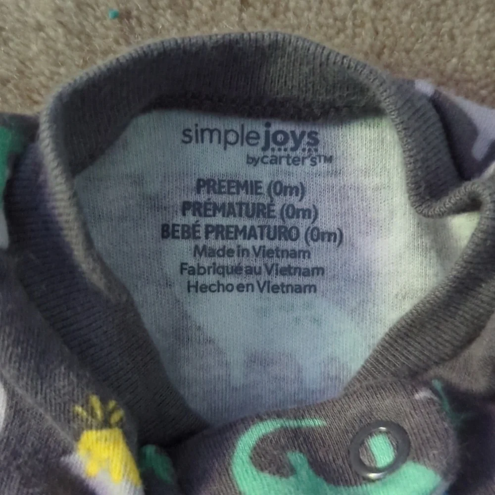 Carter's Preemie 2-Pack 2-Way Zip Cotton Footed Sleep and Plays